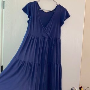 Blue textured dress. Flowy, sundress